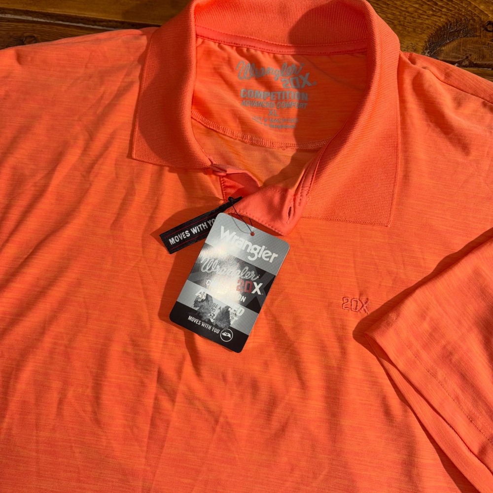 Wrangler 20X Competition Polo Mens XL Orange Advanced Comfort Golf MACP19O NEW